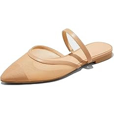 Amazon.com | Mesh Mules for Women Comfy Raffia Woven Strap Closed Pointed Toe Mule Flats Casual S... | Amazon (US)