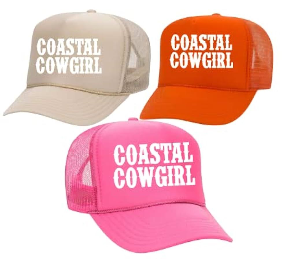 Coastal Cowgirl summer trendy Smiley Vintage SHIPS NEXT DAY patch dess Trucker hat cap gift trend... | Amazon (US)