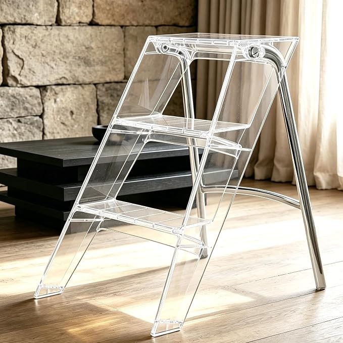 Acrylic 3 Step Ladder Folding Step Stool, Anti-Slip Steps Design, 350lbs Heavy Duty Load Bearing,... | Amazon (US)