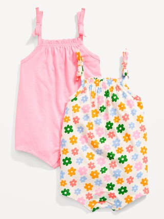 Jersey-Knit Tie-Bow Romper 2-Pack for Baby | Old Navy (CA)
