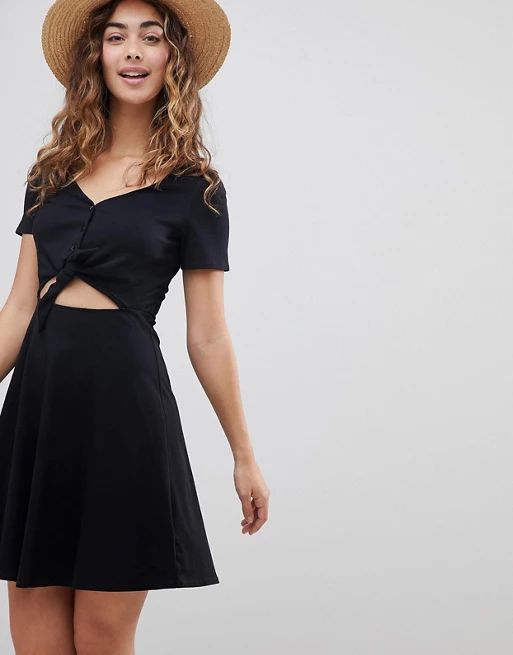 ASOS Skater Sundress with Button Front and Tie Knot | ASOS US