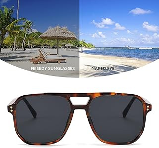 FEISEDY Retro Square Aviator Sunglasses Women Men 70s Vintage Trendy Plastic Frame Sun Glasses B2... | Amazon (US)