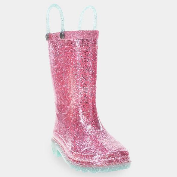 Toddler Girls' Western Chief Hartley Light-Up Glitter Rain Boots - Pink | Target