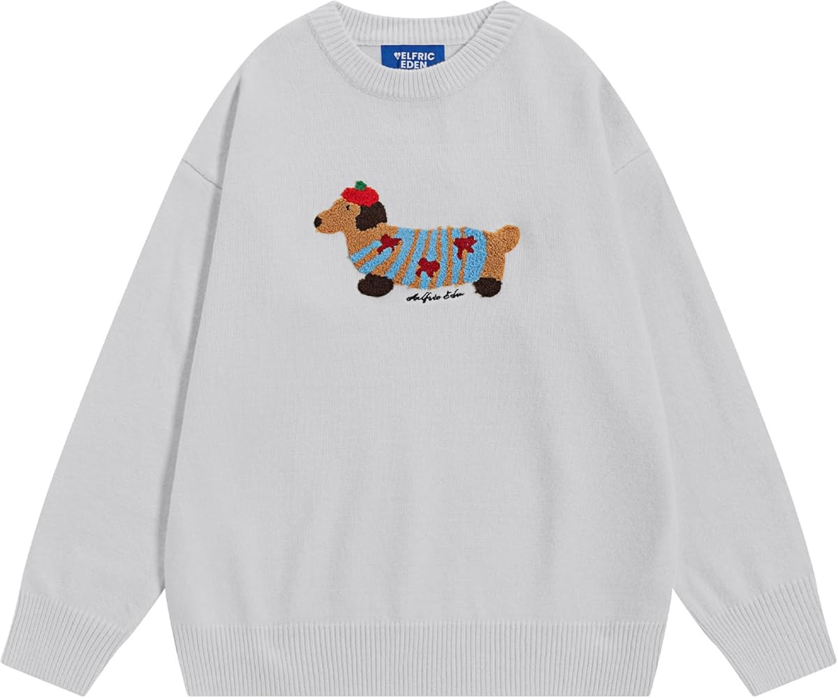 Aelfric Eden Cartoon Dog Sweater Casual Soft Baggy Knit Pullover Sweaters Long Sleeve Crewneck To... | Amazon (US)