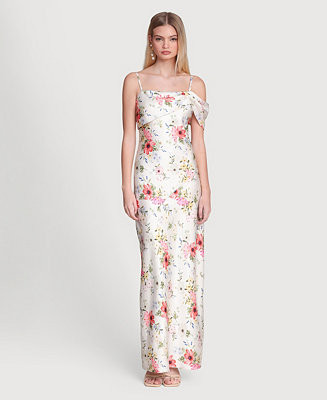 Women's Floral Satin Bias Cut Ball Gown | Macy's