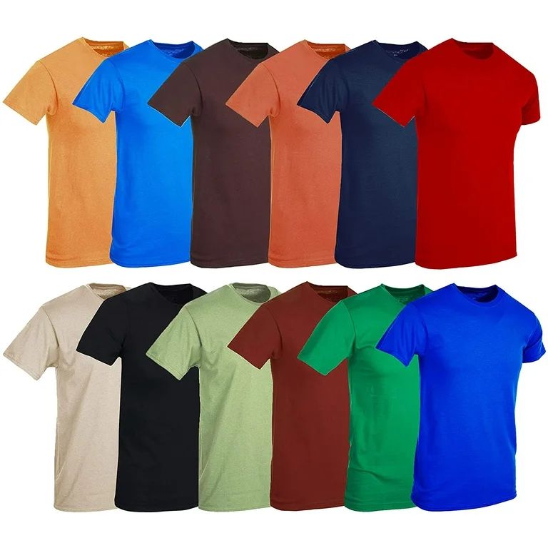 SOCKS'NBULK Mens Cotton Crew Neck Short Sleeve T-Shirts Mix Colors Bulk (12 Pack Mix Short Sleeve... | Walmart (US)