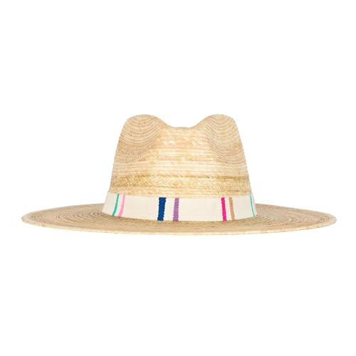 Irma Palm Hat for Women – Handmade Wide Brim Palm Leaf Sun Hat with Colorful Striped Cotton Band, UPF 50+ UV Protection, Sustainable Fair Trade Summer Beach & Travel Hat, XXS 53-55 cm Off-White | Amazon (US)
