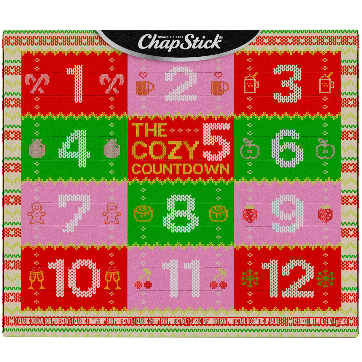 ChapStick Cozy Countdown Holiday Lip Balms 12-Pack, Advent Calendar | Target