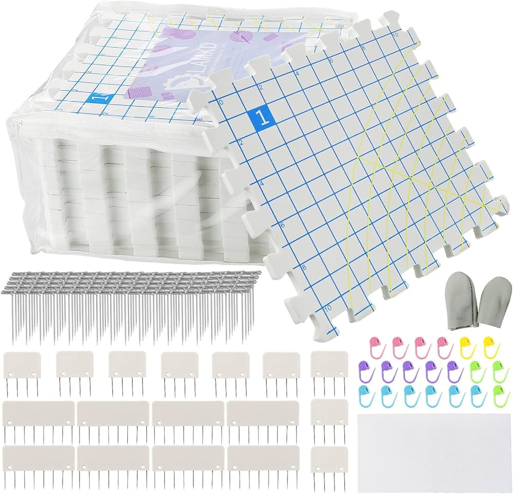 LAMXD Blocking Mats for Knitting - Extra Thick Blocking Boards with Grids with 22PCS Knitting blo... | Amazon (US)