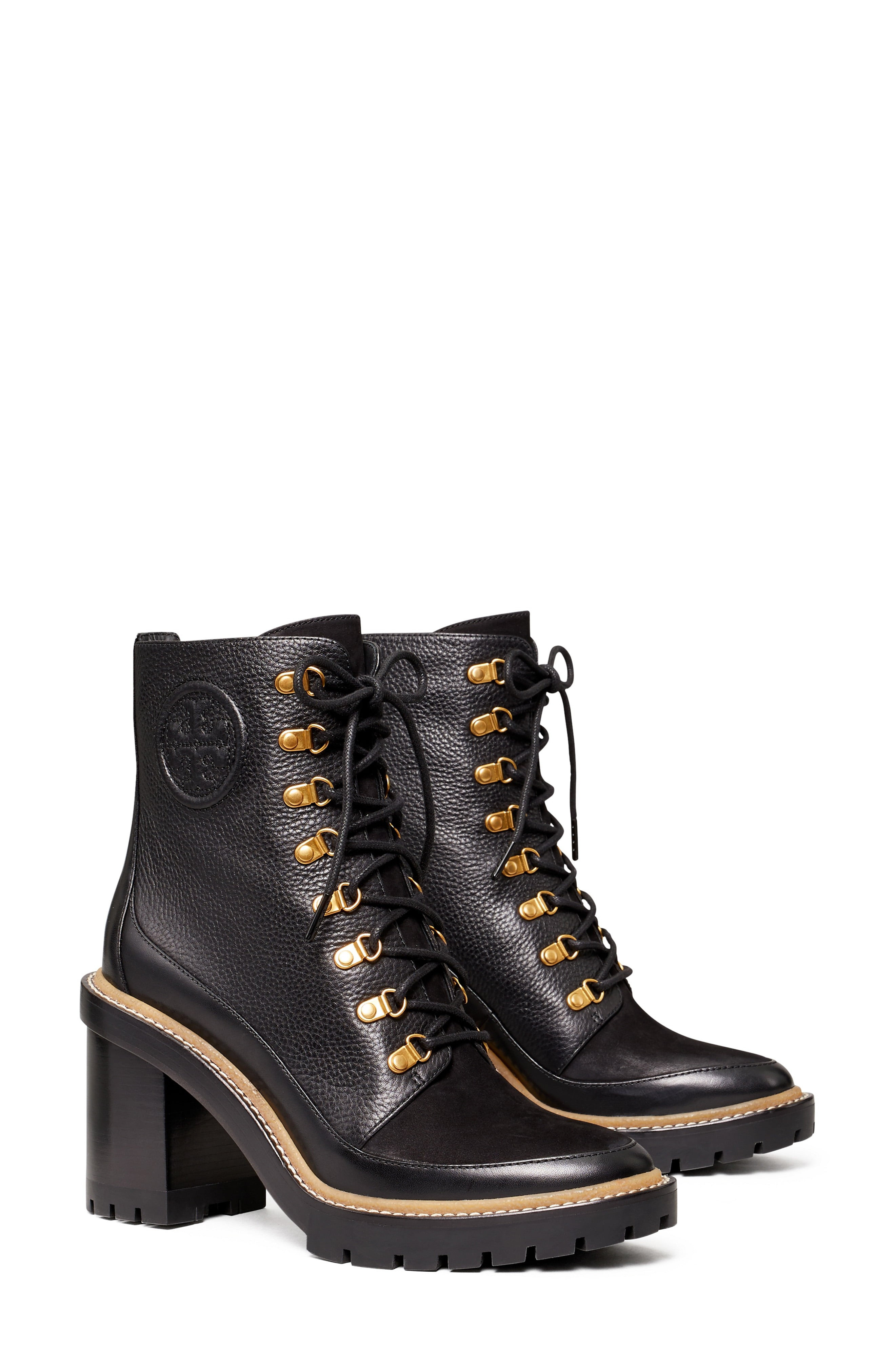 Tory Burch Miller Mixed Materials Lug Sole Boot in Perfect Black/Perfect Black at Nordstrom, Size... | Nordstrom