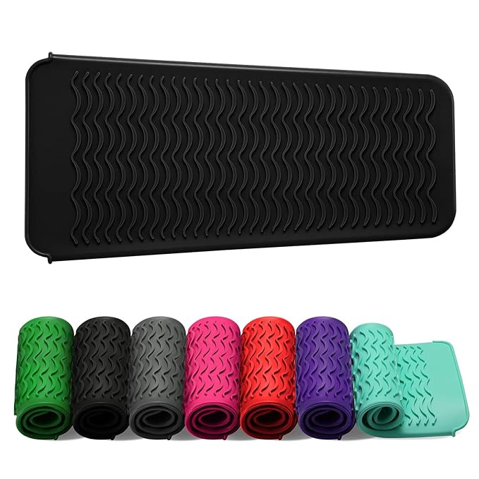 ZAXOP Resistant Silicone Mat Pouch for Flat Iron, Curling Iron,Hot Hair Tools (Black) | Amazon (US)