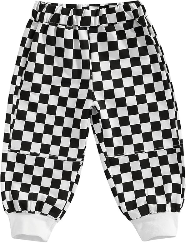 Toddler Baby Boys Girls Checkerboard Plaid Print Cotton Jogger Pants Kids Casual Athletic Elastic... | Amazon (US)