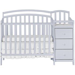 Dream On Me Casco 4-in-1 Convertible Mini Crib and Changing Table in Pebble Gray | Cymax