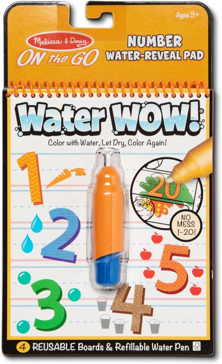 Melissa & Doug On the Go Water Wow! Reusable Water-Reveal Activity Pad - Numbers - Party Favors, ... | Amazon (US)