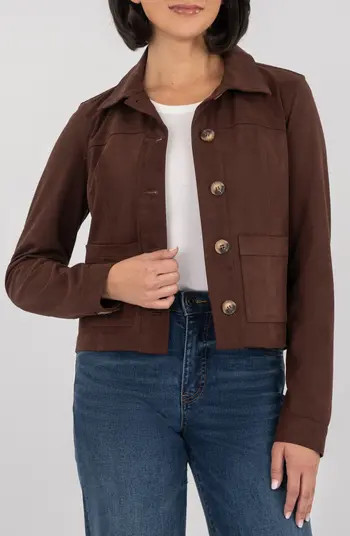 KUT from the Kloth Matilda Crop Faux Suede Trucker Jacket | Nordstrom | Nordstrom