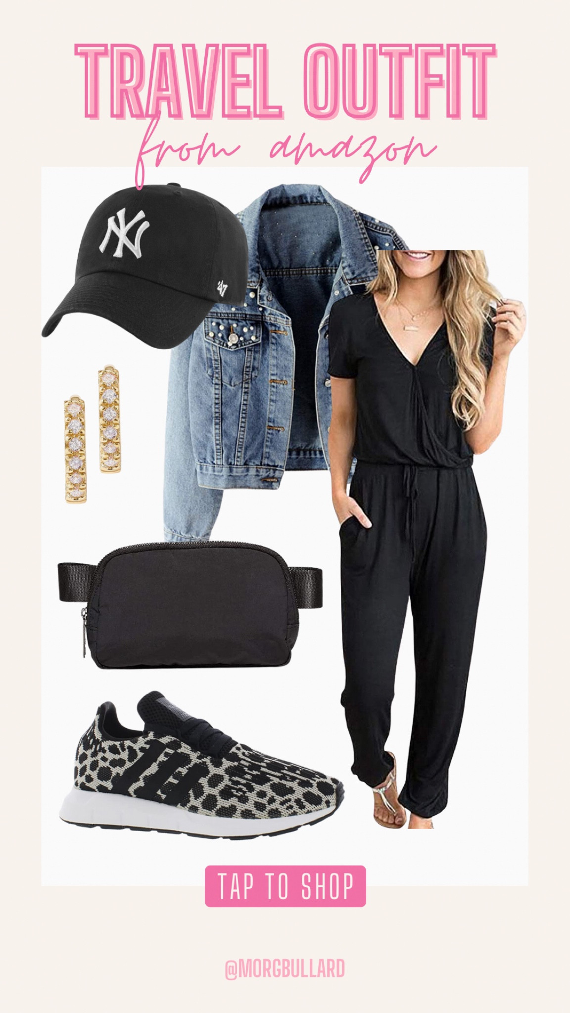 Travel Outfit | Travel Look | Travel Outfits | Jumpsuit | Adidas Sneakers | NY Baseball Hat | Denim Jacket 

#LTKunder50 #LTKtravel #LTKunder100