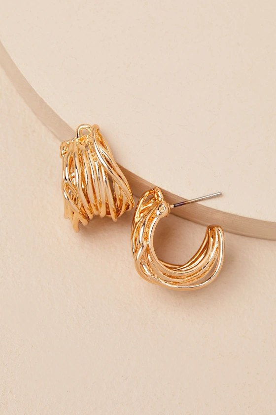 Lorcan Gold Textured Layered Hoops | Lulus