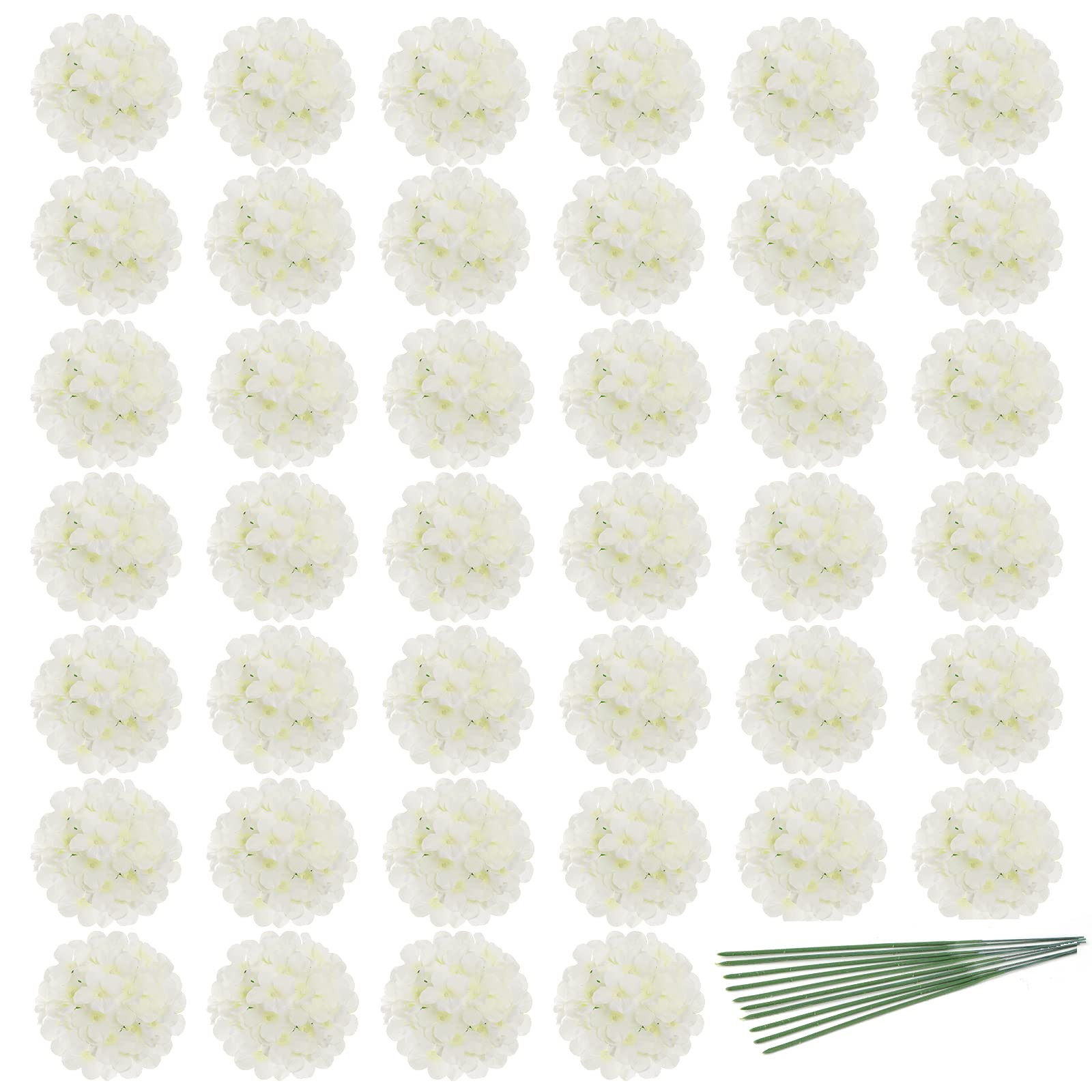 JPSOR 40pcs Artificial Hydrangea Silk Flower Heads with Stems, Fake Flowers for Mothers Day Weddi... | Amazon (US)