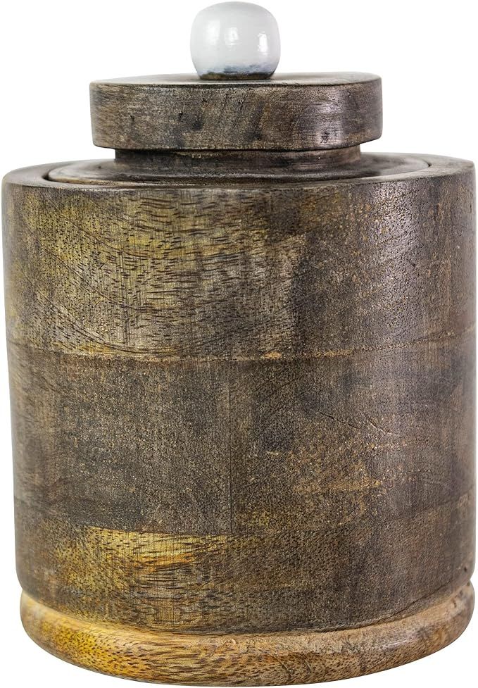 Foreside Home & Garden Round Canister Natural Mango Wood | Amazon (US)