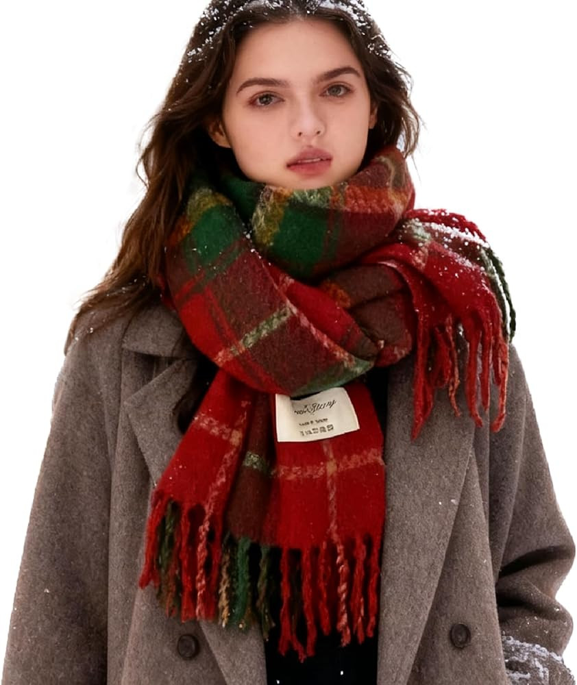 Warm Scarf Long Shawl Large Scarves Cold Weather Blanket Scarfs Christmas Plaid Lightweight Fall ... | Amazon (US)