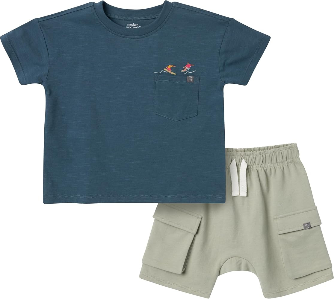 Modern Moments by Gerber Baby Boys 2-piece Top & Cargo Short Set | Amazon (US)