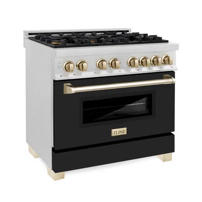 ZLINE Autograph Edition 36 in. 4.6 cu. ft. Legacy Dual Fuel Range with 6 Burner Gas Cooktop and Electric Convection Oven in Satin Stainless Steel with | Wayfair North America