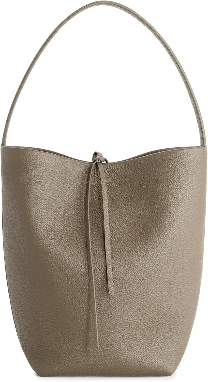 befen Genuine Leather Bucket Bag for Women, Soft Pebbled Shoulder Bag | Amazon (US)