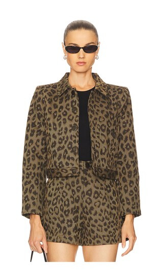 Marla Crop Jacket in Tan Multi Leopard | Revolve Clothing (Global)