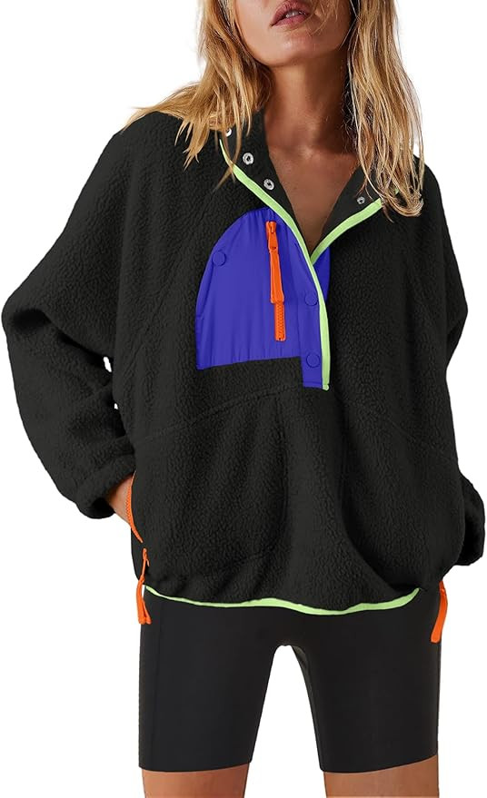 Nirovien Womens Fleece Pullover Long Sleeve Sherpa Jacket Button Down Fuzzy Sweatshirt Warm Outwe... | Amazon (US)