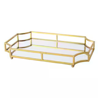 Kate and Laurel Ciel Gold Decorative Tray 209044 - The Home Depot | The Home Depot