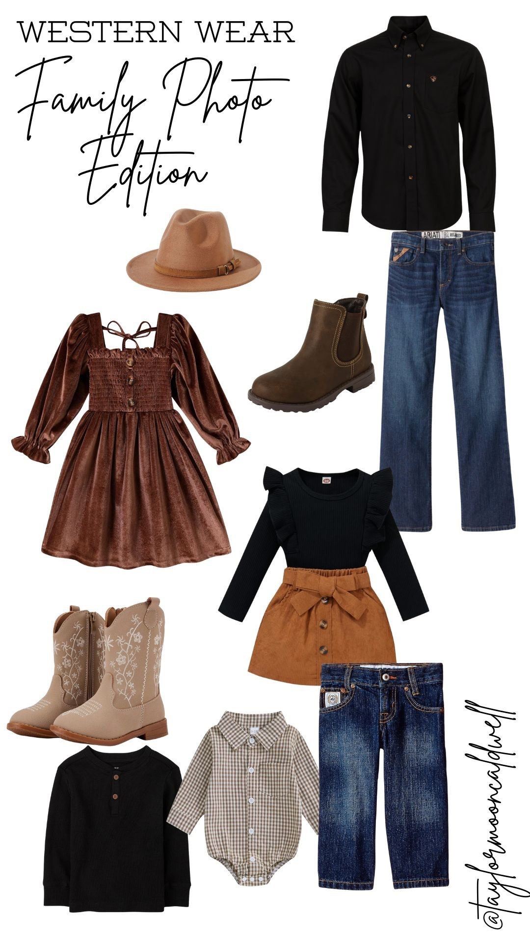The sweetest coordinating western kids’ looks for fall family photos! Brown velvet dresses, cowgirl boots, corduroy skirts, ruffle tops, classic denim, baby gingham, and cozy knits. These warm neutral tones photograph beautifully and make sibling outfits effortless to match for minis, holiday shoots, or ranch-style family photos.

Shop all the kids’ western pieces below — cute, comfy, and picture-perfect! 🤎

#LTKHoliday #LTKSeasonal #LTKCyberWeek