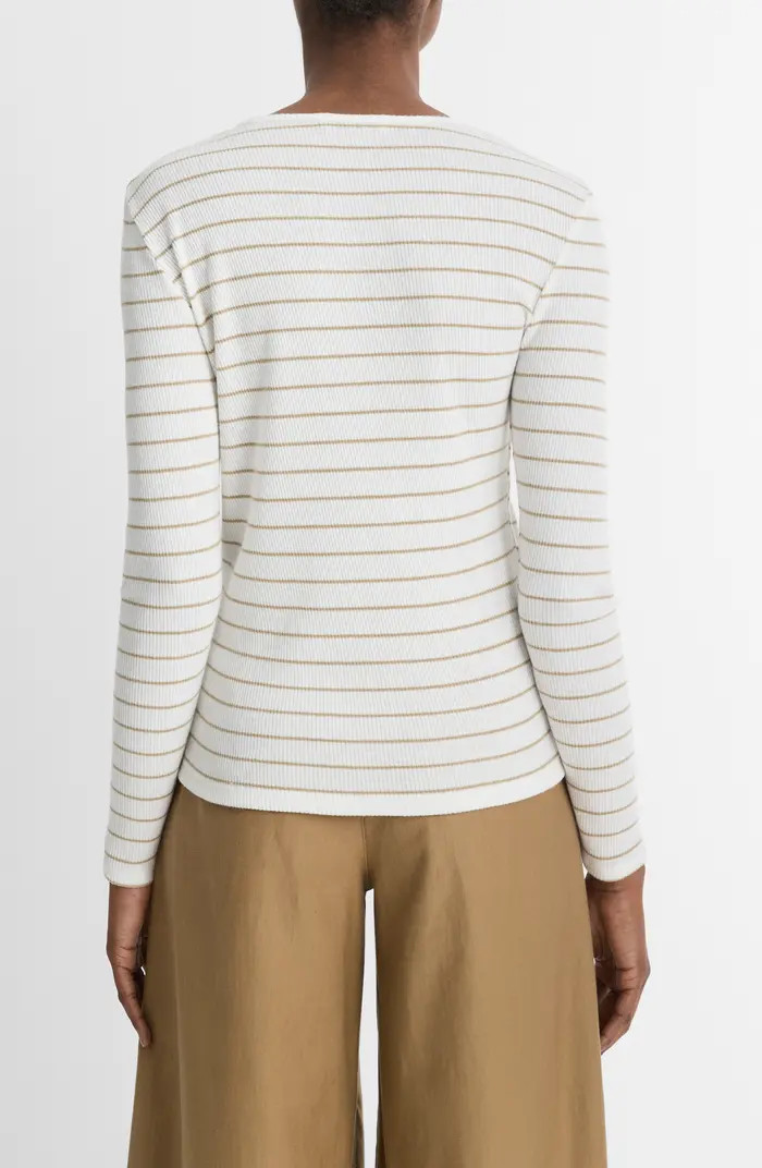 Vince Stripe Long Sleeve Rib Top | Nordstrom | Nordstrom
