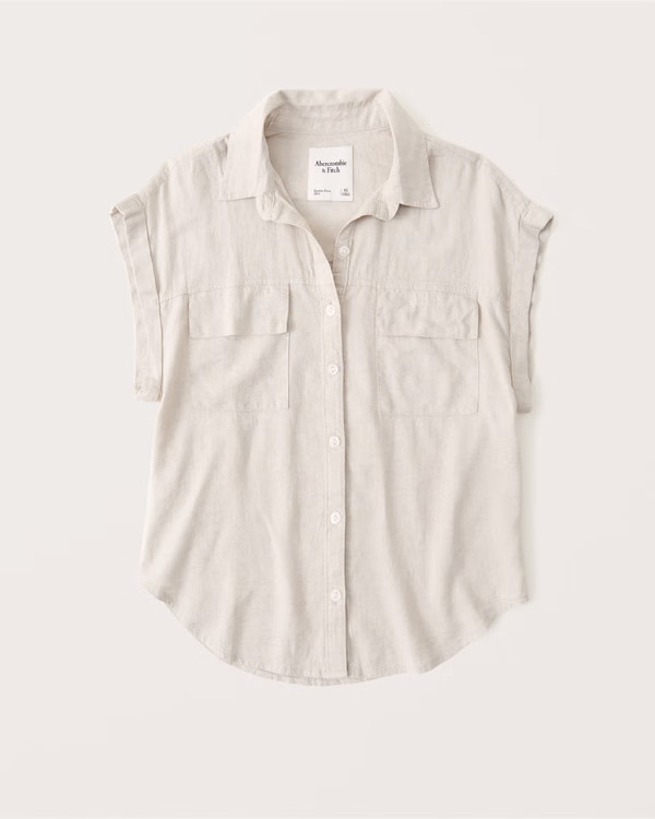 Linen-Blend Utility Shirt | Abercrombie & Fitch (US)
