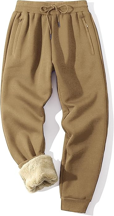 MACHLAB Men's Thermal Fleece Jogger Pants Sherpa Lined Sweatpants Winter Warm Thick Track Pants | Amazon (US)