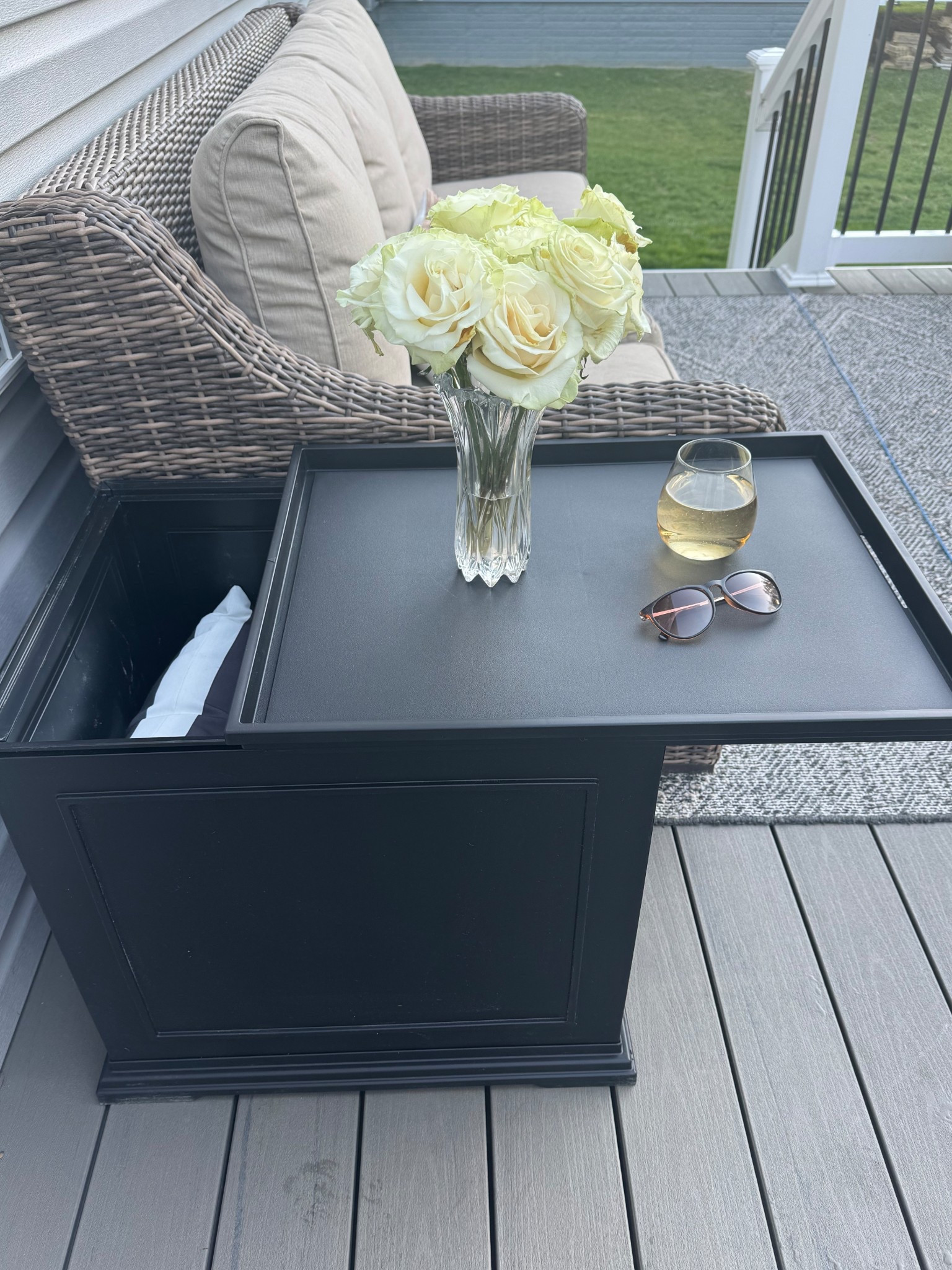 Side table and storage in one! The tray closes shut all the way, and you can also take it all the way off. Comes in three colors! Weather resistant! 🙌🏻 A summer must have! 

#LTKSeasonal #LTKHome