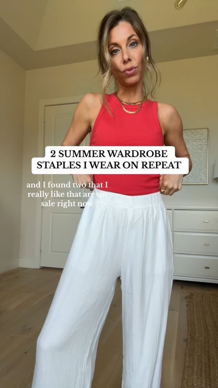LOVE THIS ABERCROMBIE BASIC TANK THATS ON SALE THIS WEEKEND! These flowy wide leg high waisted pants are a dream too! Lined and SO COMFORTABLE!! In XS pants and small top  

#LTKsalealert #LTKfindsunder50 #LTKstyletip