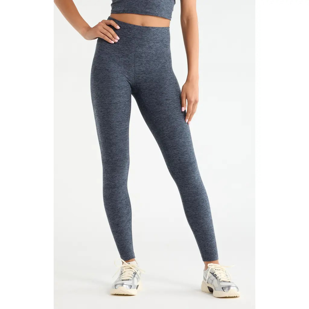 Zella Renew Mélange High Waist Leggings in Navy Armada Melange at Nordstrom, Size Large | Nordstrom