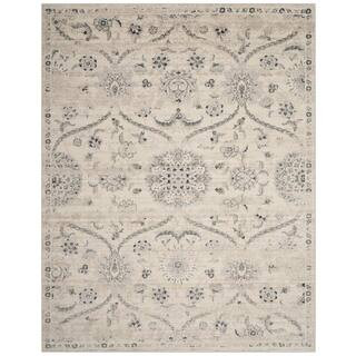 SAFAVIEH Carnegie Cream/Light Gray 8 ft. x 10 ft. Floral Geometric Area Rug CNG624C-8 - The Home ... | The Home Depot