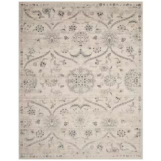 SAFAVIEH Carnegie Cream/Light Gray 8 ft. x 10 ft. Floral Geometric Area Rug CNG624C-8 - The Home ... | The Home Depot