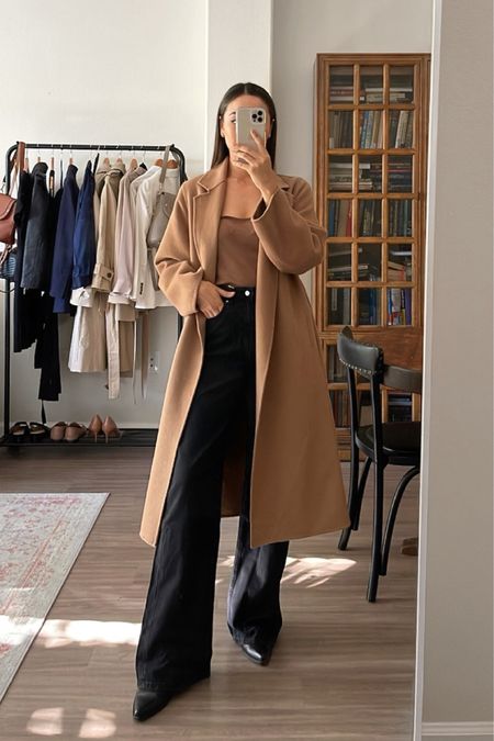 Fall outfit inspiration  
Camel coat - xs 
Duster cardigan set on sale at madewell! 
Wide leg jeans tts

#LTKunder50 #LTKsalealert #LTKunder100