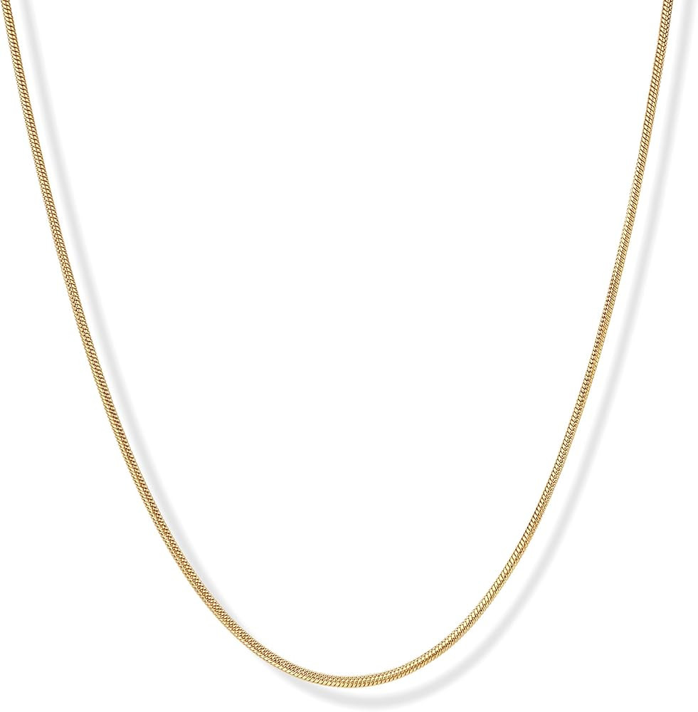 PAVOI Waterproof Chain Necklace for Women - 14K Gold Plated Stainless Steel - Flat Curb, Herringb... | Amazon (US)