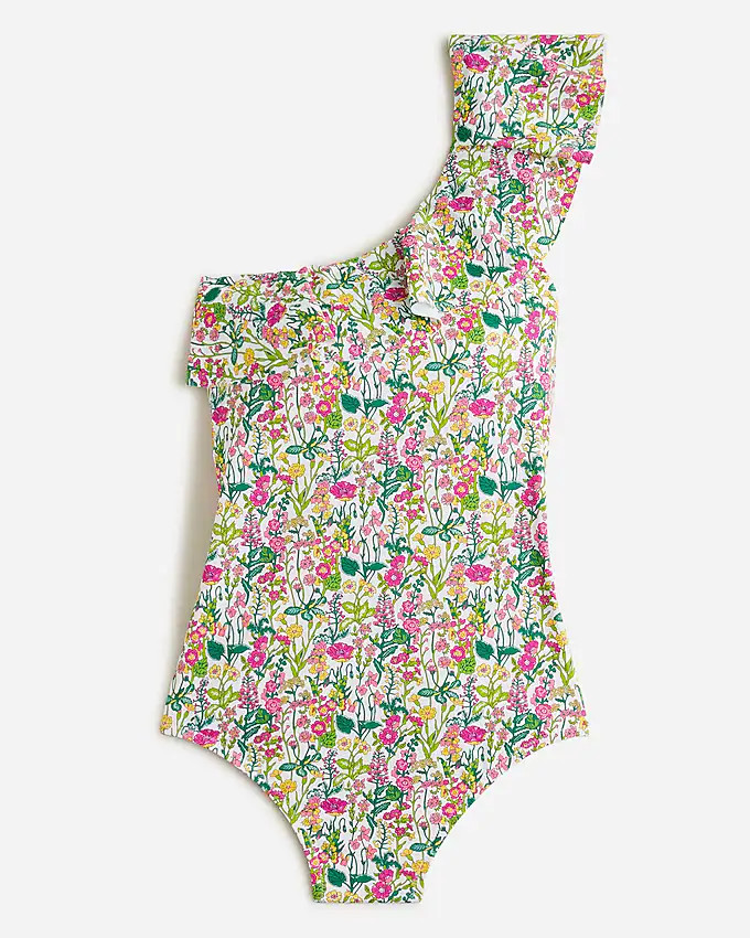 Ruffle one-shoulder one-piece swimsuit in Liberty® fabric | J. Crew US