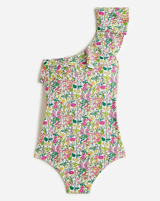 Ruffle one-shoulder one-piece swimsuit in Liberty® fabric | J.Crew US