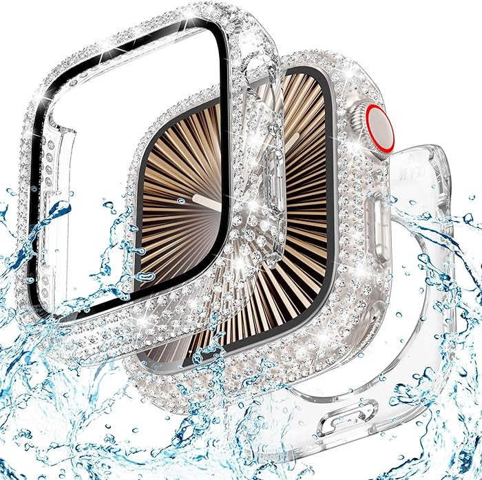 Goton 46mm Waterproof Bling Case for Apple Watch Series 11 & 10 Screen Protector 46 mm, Sparkling... | Amazon (US)