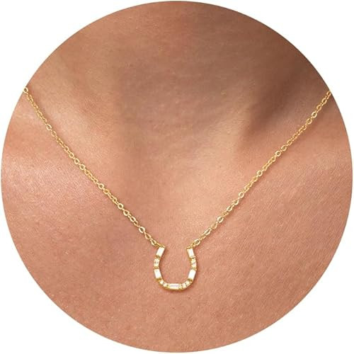 CHESKY 14K Gold Plated Pendant Necklace for Women, Dainty Pendant Necklace Trendy Cubic Zirconia ... | Amazon (US)