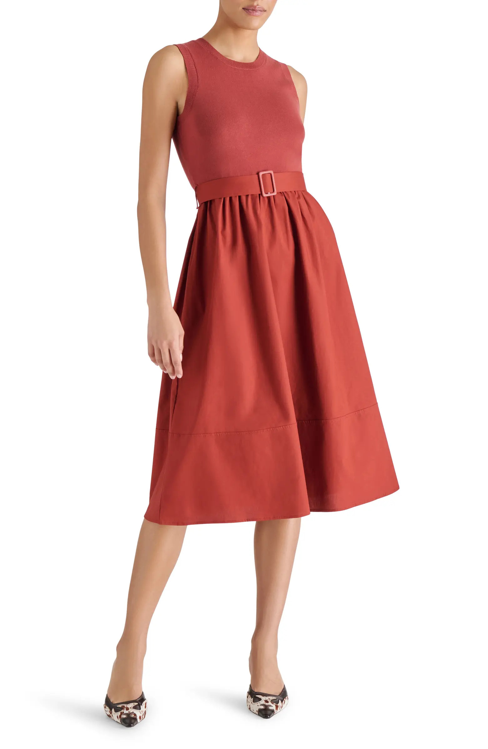 Steve Madden Rhodes Mixed Media Midi Dress | Nordstrom | Nordstrom