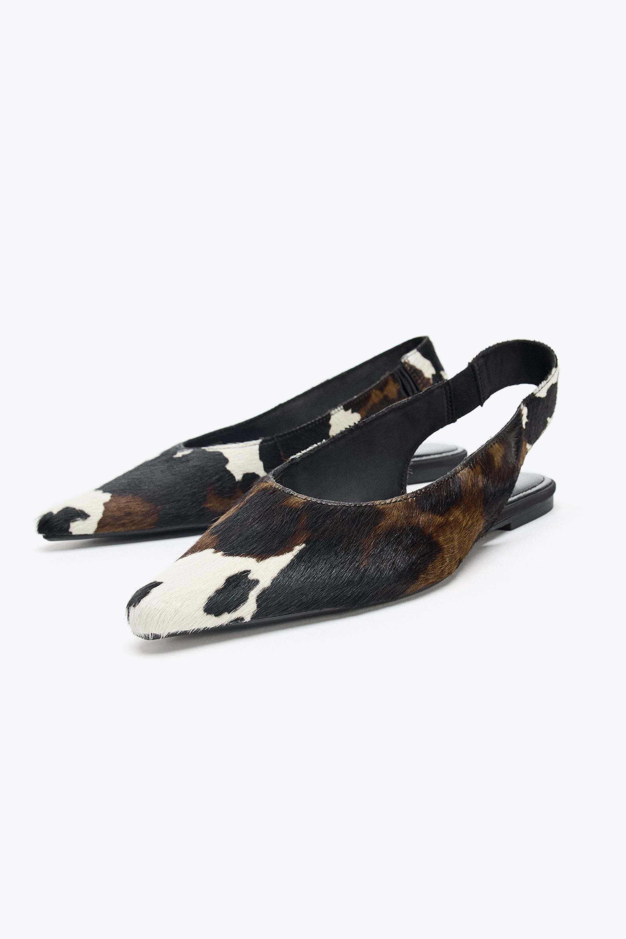 LEATHER SLINGBACK BALLET FLATS | Zara US