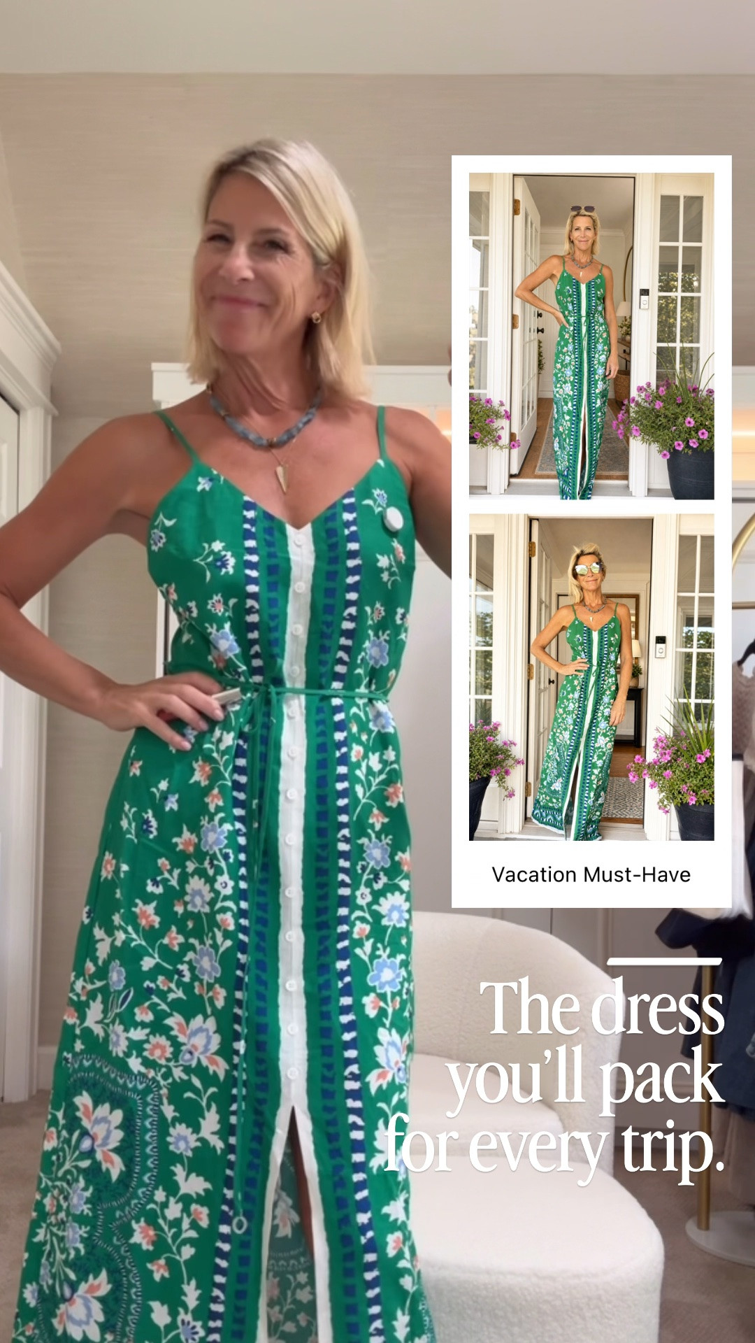 This green printed maxi dress is one of those pieces that instantly makes you feel put together. I love the flattering silhouette, beautiful floral print, and adjustable waist that creates the perfect fit.

👩‍💻 LTK PRO TIPS
❤️ Heart = Support my posts ;-)
🔖 Save = Get sale & restock alerts for the things you love!
📋 Lists = Keep your vacation and seasonal favorites organized.
📲 Share = Send this dress to a friend planning her next getaway.
💬 Comment = Where would you wear this beautiful dress first?

#LTKootd #LTKOver40 #LTKTravel