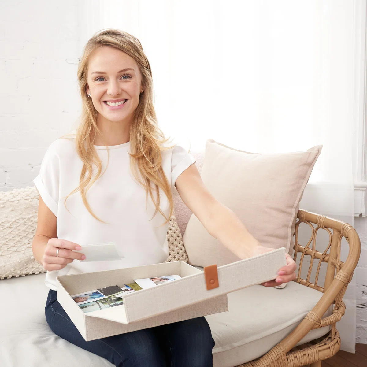 Decorative Photo Storage Boxes With Lids - Set Of 2 Beautiful Linen Organizers Are Perfect To Saf... | Wayfair North America