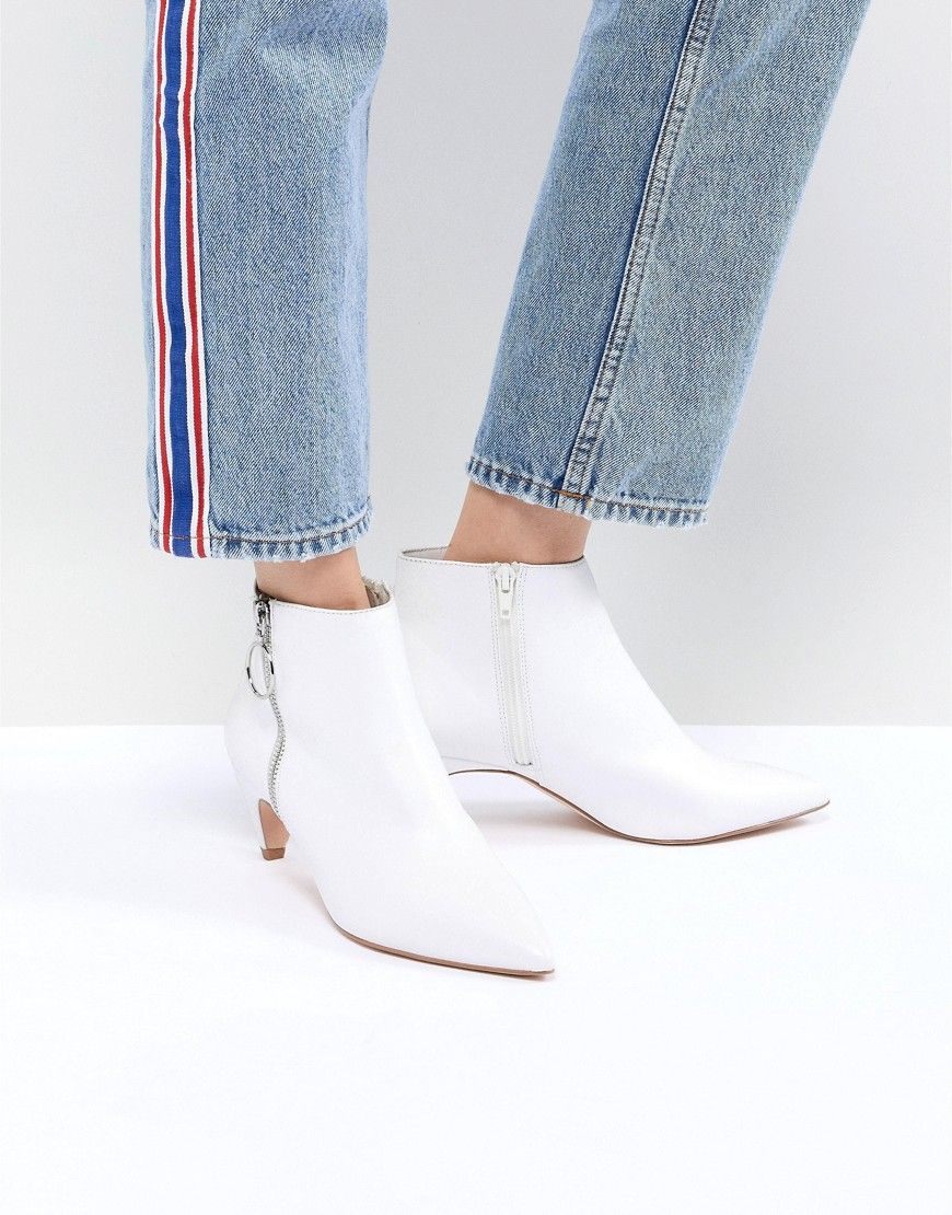 Faith White Zip Detail Peg Heeled Ankle Boots - White | ASOS US